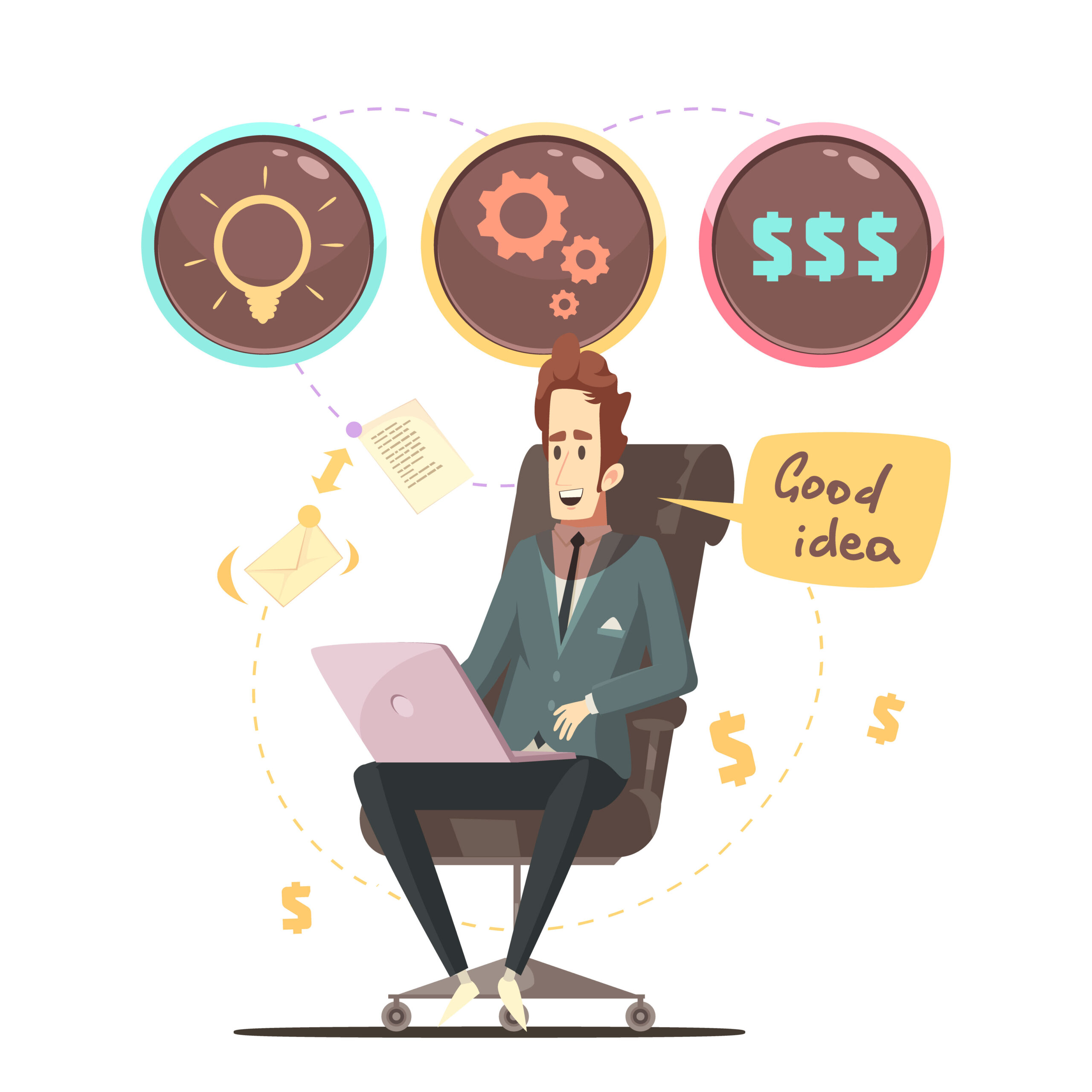 Business Idea Retro Cartoon Poster