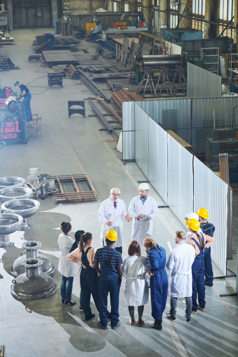 Factory Workers Meeting with Management
